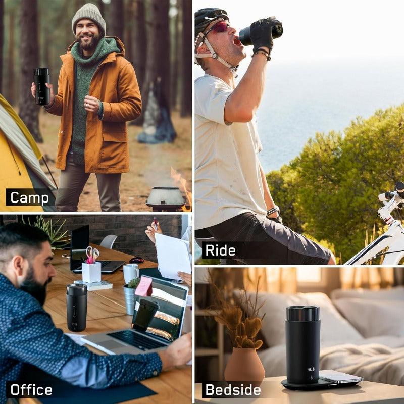 Hayins Temperature Control Heated Coffee Mug Smart Self Heating Travel Mug 12 Oz App Controlled Warmer Mug 4-10 Hour LED Display
