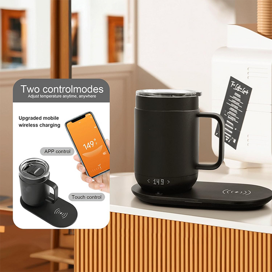 Hayins Temperature Control Smart Mug, Self Heating Coffee Mug LED Display,(12oz, Black)