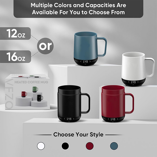 Hayins Temperature-Controlled, Self-Heating Coffee Mug (Black - 16 oz.)