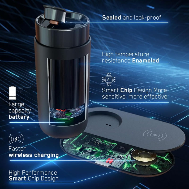 Hayins Temperature Control Heated Coffee Mug Smart Self Heating Travel Mug 12 Oz App Controlled Warmer Mug 4-10 Hour LED Display