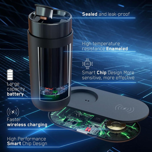 Hayins Temperature Control Heated Coffee Mug Smart Self Heating Travel Mug 12 Oz App Controlled Warmer Mug 4-10 Hour LED Display